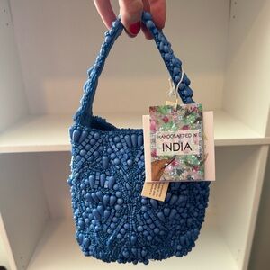Made in India Blue Beaded Bag NWT